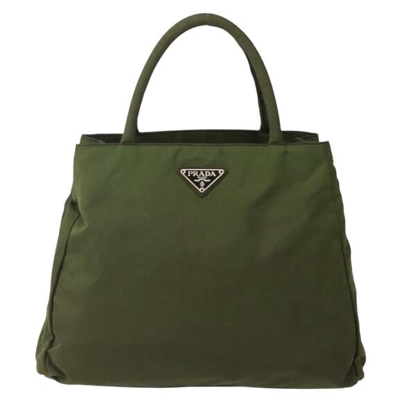 PRADA Hand Bag Nylon Khaki Silver - Picture 2 of 13